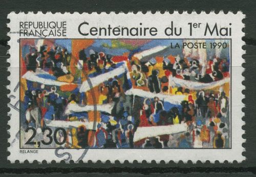 Frankreich 1990 Tag der Arbeit Demonstration 2772 gestempelt