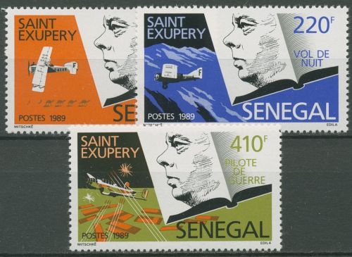 Senegal 1989 Antoine de Saint-Exupéry Flugzeug 1012/14 postfrisch