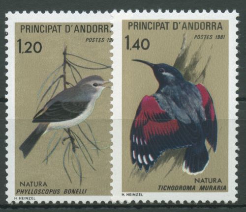 Andorra (frz.) 1981 Naturschutz Tiere Vögel Mauerläufer 315/16 postfrisch