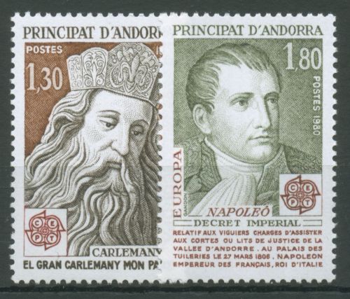 Andorra (frz.) 1980 Europa CEPT Persönlichkeiten Napoleon 305/06 postfrisch