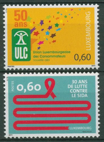 Luxemburg 2011 Aidsbekämpfung Verbraucherschutzbund 1914/15 postfrisch