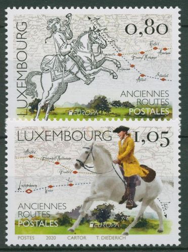 Luxemburg 2020 Europa CEPT Historische Postrouten Postreiter 2234/35 postfrisch