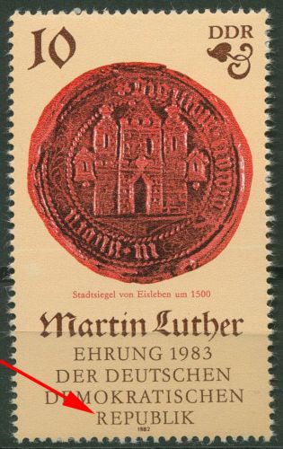DDR 1982 500. Geb. Martin Luther mit Plattenfehler 2754 F 2 postfrisch