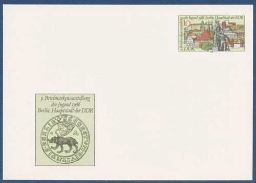 DDR 1986 Briefmarkenaustellung d. Jugend Sonderpostkarte P 94 ungebraucht(X41580)