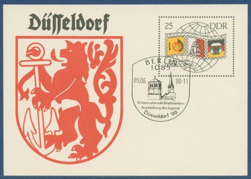 DDR 1990 Briefmarkenausstellung Düsseldorf Sonderpostkarte P 106 SST (X41612)