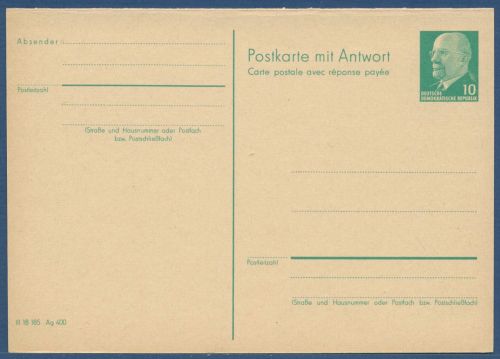DDR 1966 Walter Ulbricht Postkarte mit Antwort P 77 ungebraucht (X41613)