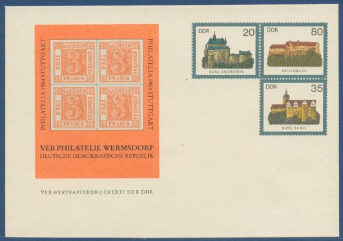 DDR 1984 Burgen der DDR Umschlag U 1 Zudruck Wermsdorf ungebraucht (X41620)