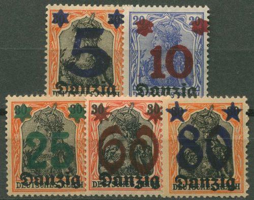 Danzig 1920 Germania mit Aufdruck 16/20 mit Falz