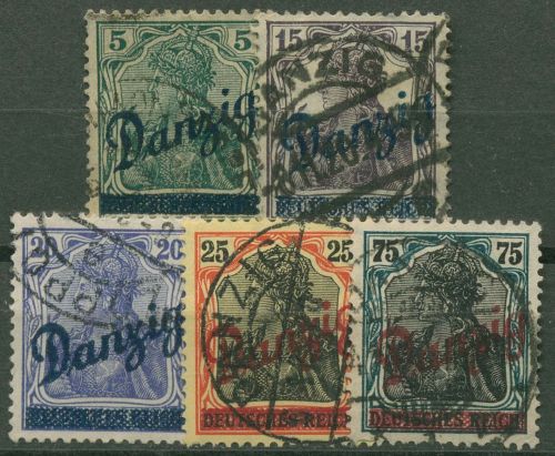 Danzig 1920 Germania mit schrägem Aufdruck 21/25 gestempelt, Massenstempel