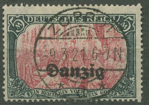 Danzig 1920 Freimarke mit Aufdruck 15 B gestempelt