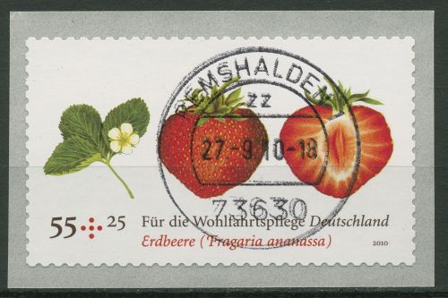 Bund 2010 Wohlfahrt: Obst Erdbeere 2777 mit TOP-Stempel