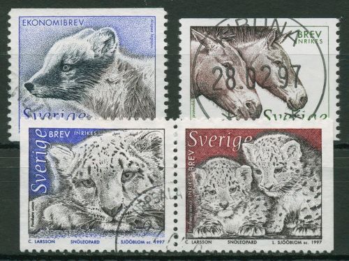 Schweden 1997 Nordische Arche Tiere Leopard Polarfuchs Pferd 1988/91 gestempelt