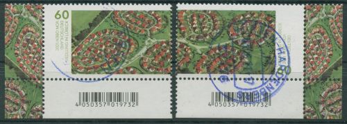 Bund 2021 Wohnsiedlung Lübeck von oben 3580/81 Ecken gestempelt (E4114)
