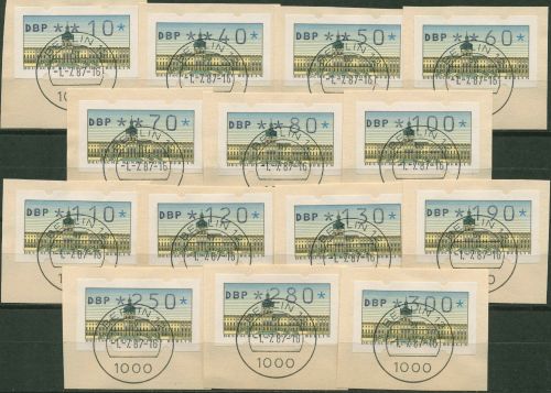 Berlin ATM 1987 Automatenmarken Versandstellensatz (14 Werte) VS 1 TOP-Stempel