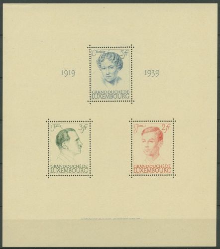 Luxemburg 1939 Großherzogin Charlotte Block 3 mit Falz,Marken postfrisch(C66889)