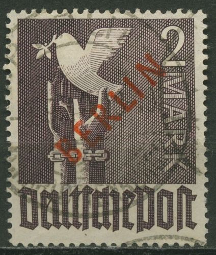 Berlin 1949 Rotaufdruck 34 gestempelt geprüft, etwas bügig