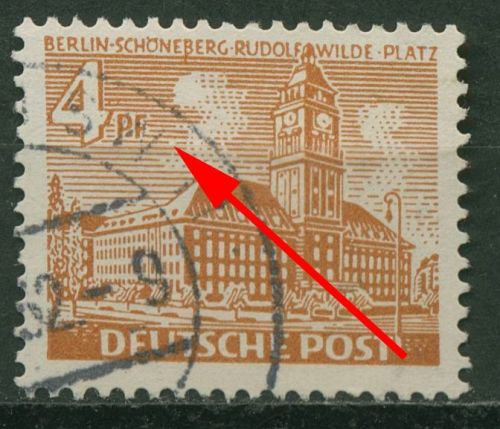 Berlin 1949 Berliner Bauten mit Plattenfehler 43 II gestempelt