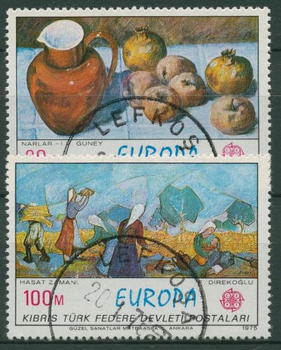 Türkisch-Zypern 1975 Europa CEPT Gemälde Granatäpfel, Erntezeit 23/24 gestempelt