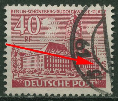 Berlin 1949 Berliner Bauten mit Plattenfehler 52 PM 9 gestempelt