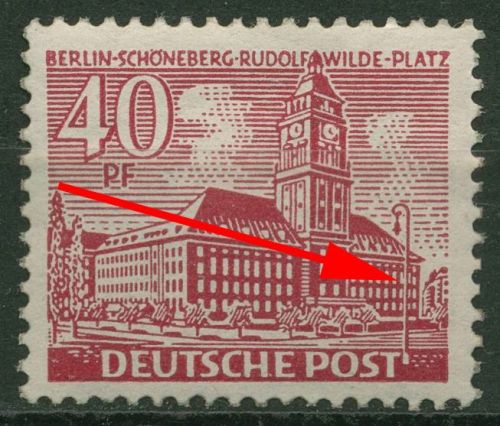 Berlin 1949 Berliner Bauten mit Plattenfehler 52 PM 9 mit Falz