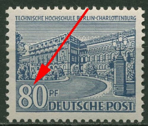 Berlin 1949 Berliner Bauten mit Plattenfehler 55 II mit Falz