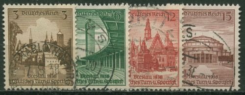 Deutsches Reich 1938 Dt. Turn- und Sportfest, Breslau 665/68 gestempelt
