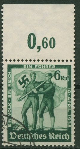 Deutsches Reich 1938 Volksabstimmung in Österreich Oberrand 662 gestempelt