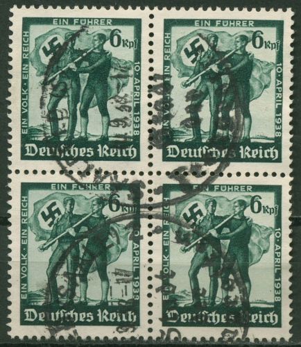 Deutsches Reich 1938 Volksabstimmung in Österreich 663 4er-Block gestempelt
