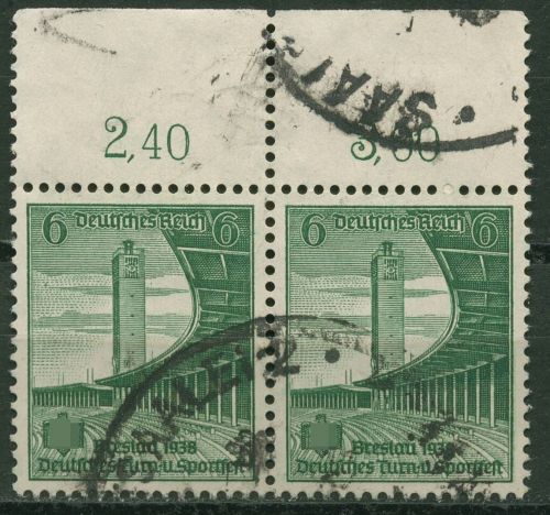 Deutsches Reich 1938 Dt. Turn- und Sportfest, Breslau 666 Paar OR gestempelt
