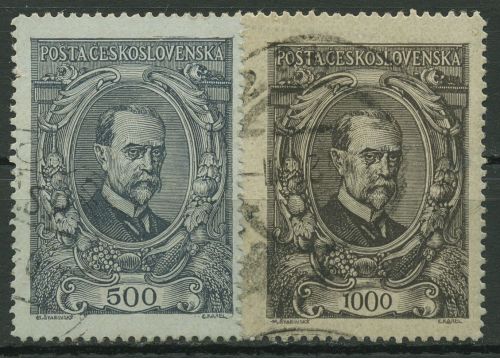 Tschechoslowakei 1920 Präsident Masaryk 159/60 gestempelt