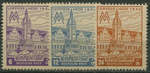 SBZ West-Sachsen 1946 Leipziger Messe mit Spargummierung 162/64 A Z postfrisch