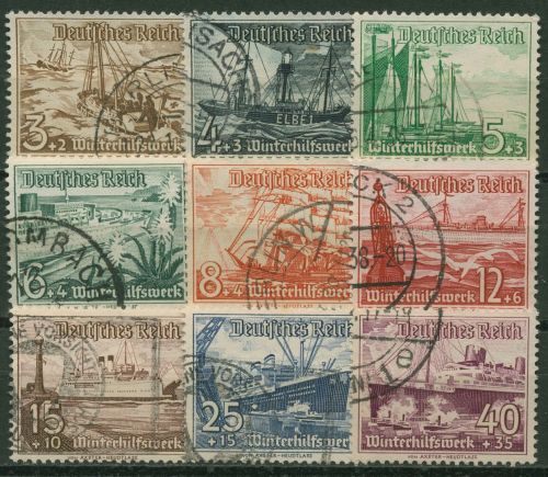 Deutsches Reich 1937 Winterhilfswerk WHW Schiffe 651/59 gestempelt