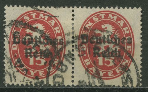 Dt. Reich Dienst Bayern mit Aufdruck 1920 D 36 waagerechtes Paar gestempelt