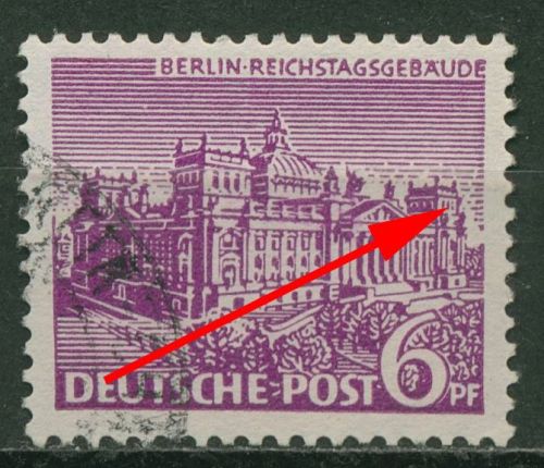 Berlin 1949 Berliner Bauten mit Plattenfehler 45 II gestempelt