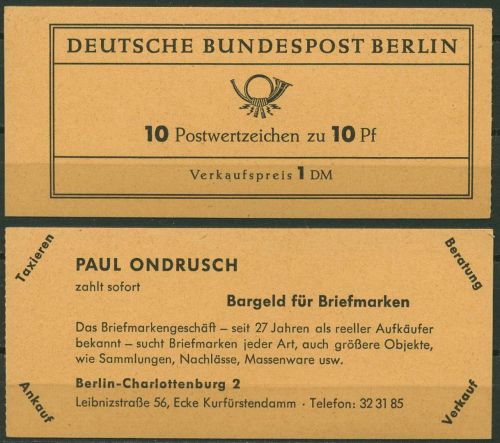Berlin Markenheftchen 1962 Dürer MH 3a RLV II o1 postfrisch
