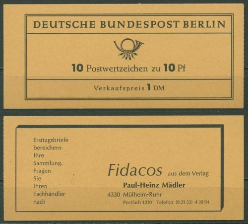 Berlin Markenheftchen 1965 Zwinger Dresden MH 4a RLV IIu postfrisch