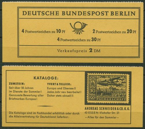 Berlin Markenheftchen 1966 Brandenburger Tor MH 5c RLV V postfrisch