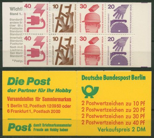 Berlin Markenheftchen 1974 Unfallverhütung MH 9 c I postfrisch