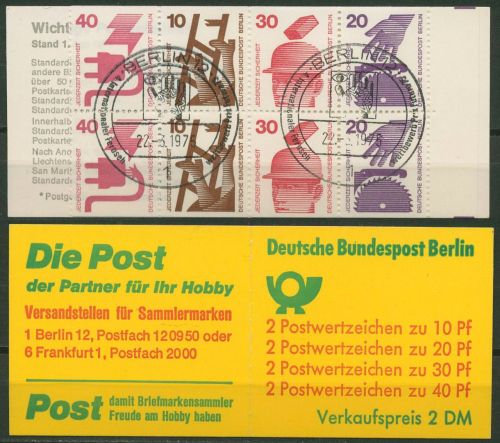 Berlin Markenheftchen 1974 Unfallverhütung MH 9 c I gestempelt