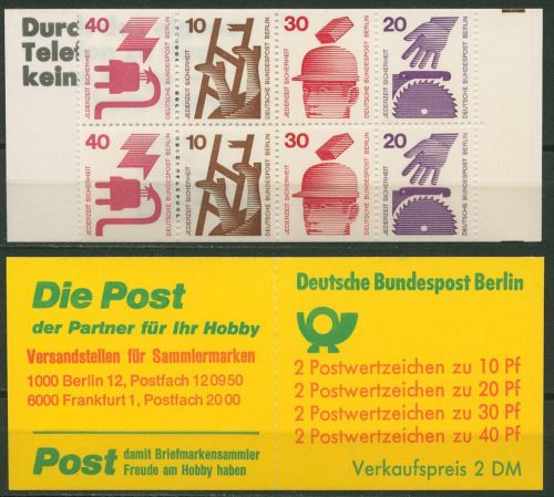 Berlin Markenheftchen 1974 Unfallverhütung MH 9 d Ia postfrisch