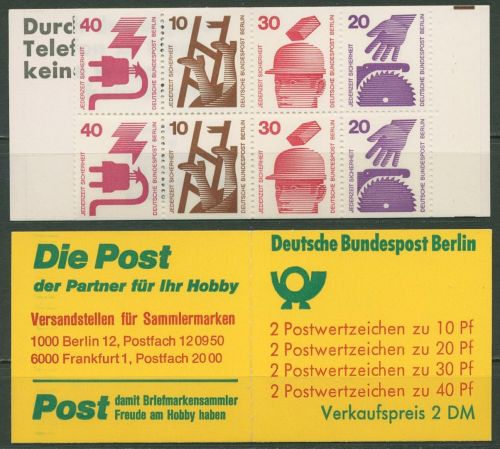 Berlin Markenheftchen 1974 Unfallverhütung MH 9 d IIa postfrisch