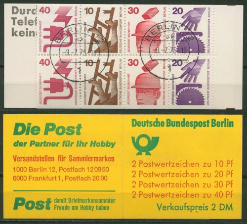 Berlin Markenheftchen 1974 Unfallverhütung MH 9 d IIb gestempelt