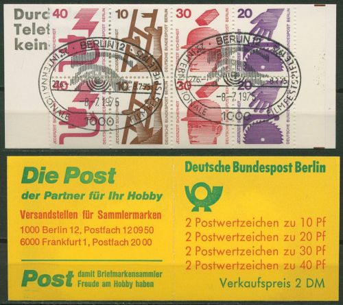Berlin Markenheftchen 1974 Unfallverhütung MH 9 d IIb mit Sonderstempel