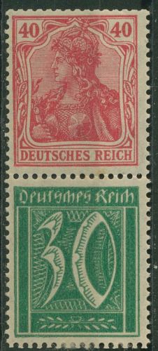 Dt. Reich Zusammendrucke 1921 Germania/Ziffern S 29 mit Falz