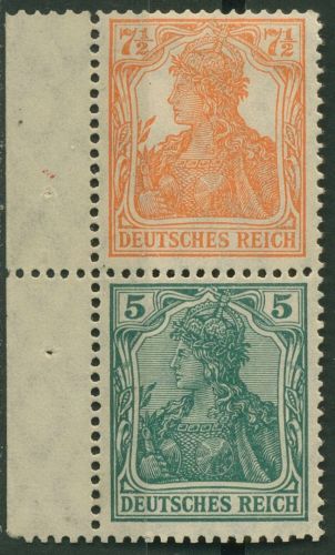 Deutsches Reich Zusammendrucke 1918/19 Germania S 3 ab LR 0 mit Falz