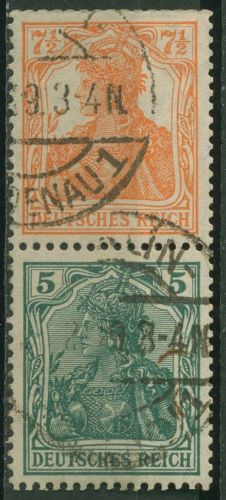 Deutsches Reich Zusammendrucke 1918/19 Germania S 3 ab gestempelt