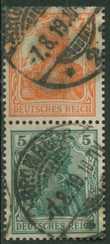 Deutsches Reich Zusammendrucke 1918/19 Germania S 3 ab gestempelt geprüft