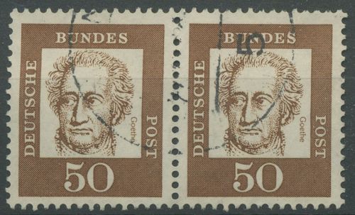 Bund 1961 Bed. Deutsche 356 y waag. Paar gestempelt, kl. Zahnfehler (R81221)