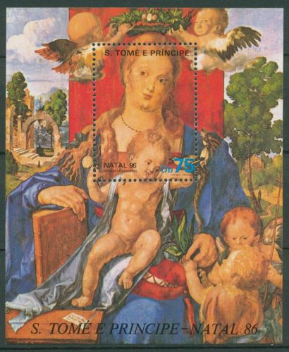 Sao Tomé und Príncipe 1986 Weihnachten Dürer Block 170 postfrisch (C42394)