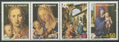 Sao Tomé und Príncipe 1986 Weihnachten Dürer 984/87 ZD postfrisch (C42395)